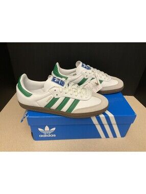 New! Adidas Originals Samba OG White/Green Shoes. Men’s 7.5. Women’s 8.5.